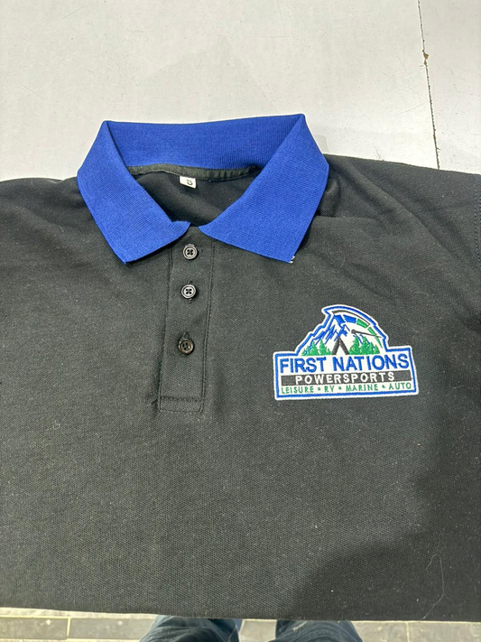 FNPS Golf Polo - Black with Blue Trim
